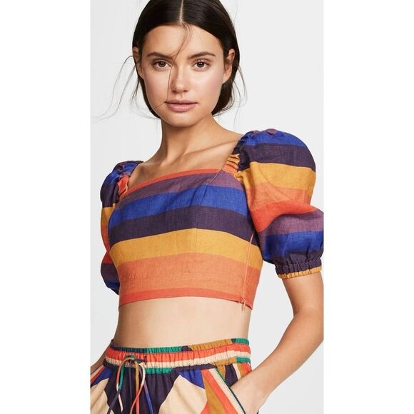 FARM Rio Multicolor Striped Crop Top - Picture 2 of 13